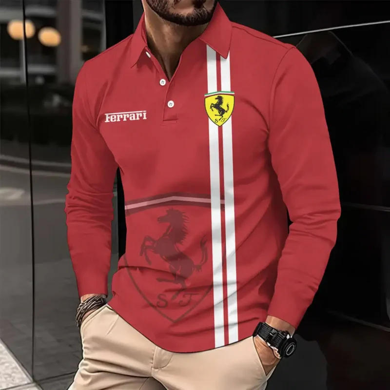 High Quality Men's Long Sleeve Polo FERRARI - LSF04