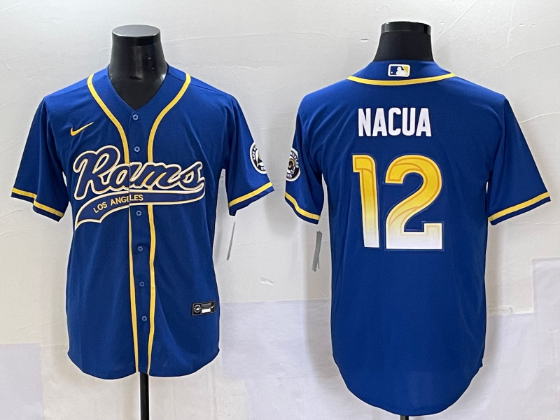 Los Angeles #12 Rams Puka Nacua Baseball Jersey Stitched - LAR05