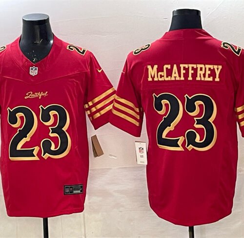 Red/Gold San Francisco 49ers #23 Christian McCaffrey 2025 F.U.S.E. "Rivalries" Vapor Limited Stitched Football Jersey - SFR39