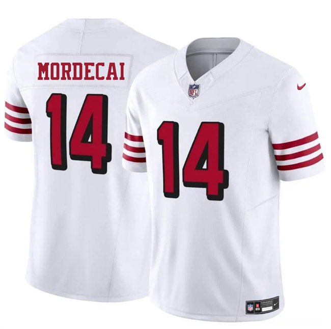 New White San Francisco 49ers #14 Tanner Mordecai 2025 F.U.S.E. Vapor Untouchable Limited Stitched Football Jersey - SFR44