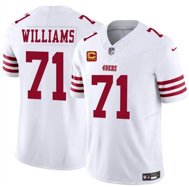 White San Francisco 49ers #71 Trent Williams 2025 F.U.S.E. With 4-Star C Patch Vapor Untouchable Limited Stitched Football Jersey - SFR51