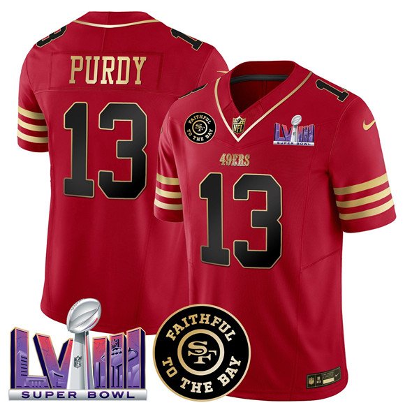 Red San Francisco 49ers #13 Brock Purdy 2025 F.U.S.E. Faithful & Super Bowl LVIII Patch Vapor Limited Stitched Football Jersey - SFR56