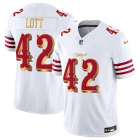 White/Gold San Francisco 49ers #42 Ronnie Lott 2025 F.U.S.E. "Rivalries" Vapor Limited Stitched Football Jersey - SFR49