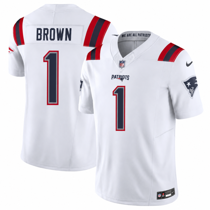 White New England Patriots #1 A. J. Brown F.U.S.E. Vapor Limited Stitched Football Jersey - NEP97