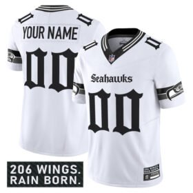White Seattle Seahawks Active Player Custom 2025 F.U.S.E. 'Gothic Rain City Shadows Edition' Vapor Limited Stitched Football Jersey - SSR11
