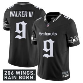 Black Seattle Seahawks #9 Kenneth Walker III 2025 F.U.S.E. 'Gothic Rain City Shadows Edition' Vapor Limited Stitched Football Jersey - SSR18