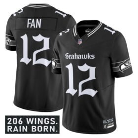 Black Seattle Seahawks #12 Fan 2025 F.U.S.E. 'Gothic Rain City Shadows Edition' Vapor Limited Stitched Football Jersey - SSR26