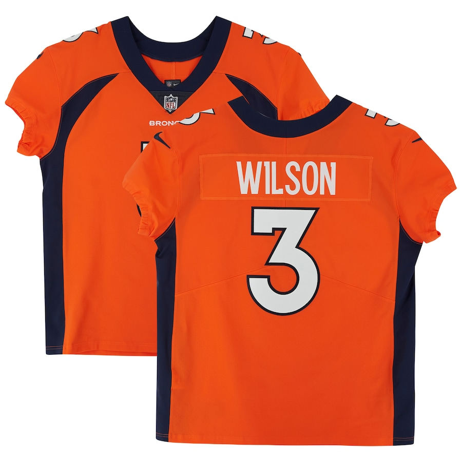 Orange Denver Broncos #3 Russell Wilson Autographed Elite Jersey