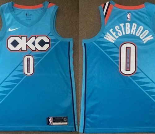Blue Oklahoma City Thunder #0 Russell Westbrook 2018/19 City Stitched Basketball Jersey - OKC21