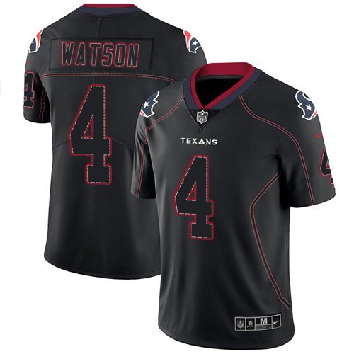 Nike Texans #4 Deshaun Watson Lights Out Black Stitched NFL Limited Rush Jersey - HTJ33