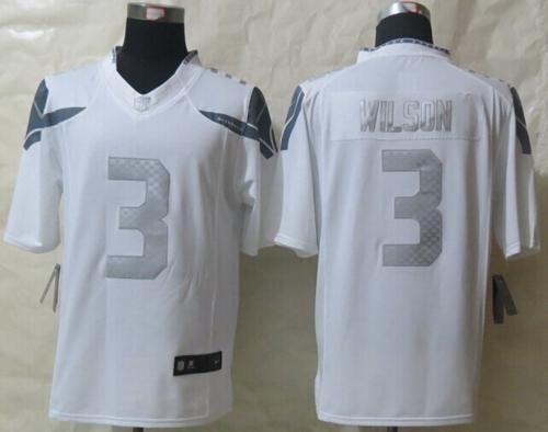 Nike Seahawks #3 Russell Wilson White Stitched NFL Limited Platinum Jersey