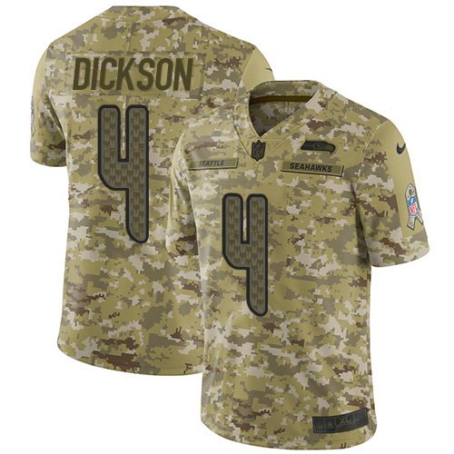 Nike Seahawks #4 Michael Dickson Camo Stitched NFL Limited 2018 Salute To Service Jersey