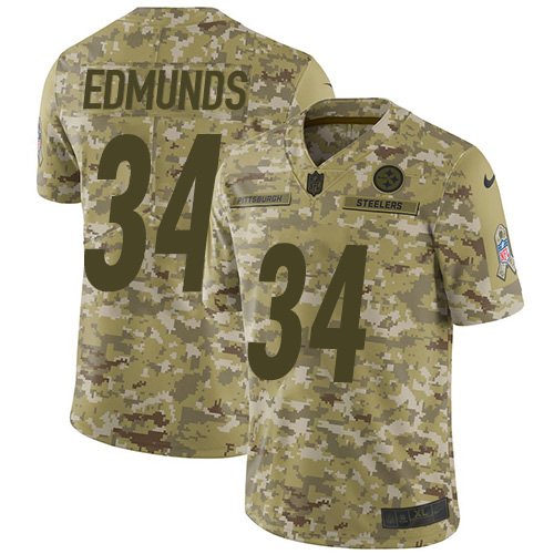 Nike Steelers #34 Terrell Edmunds Camo Stitched NFL Limited 2018 Salute To Service Jersey - PSJ719