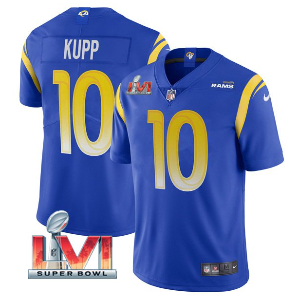 Royal Los Angeles Rams #10 Cooper Kupp 2022 Super Bowl LVI Vapor Limited Stitched Jersey - LAR110