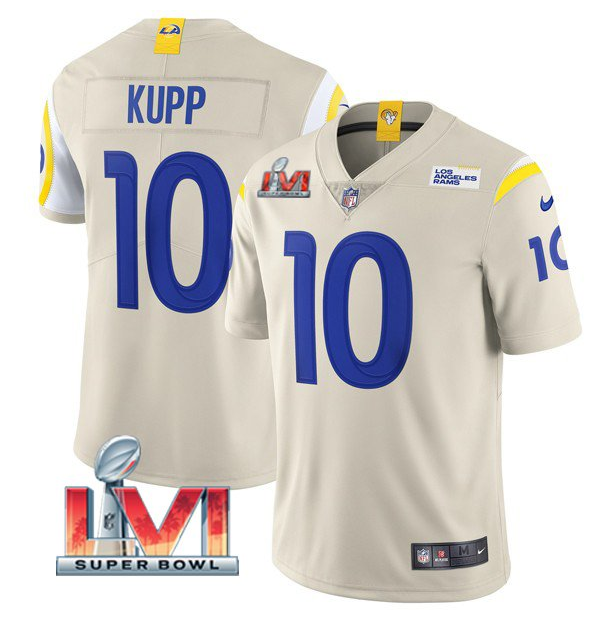 Bone Los Angeles Rams #10 Cooper Kupp 2022 Super Bowl LVI Vapor Limited Stitched Jersey - LAR74