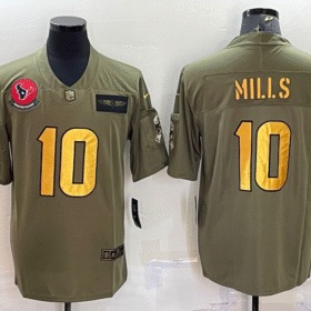 Olive/Gold Houston Texans #10 Davis Mills Salute To Service Limited Stitched Jersey - HTJ126