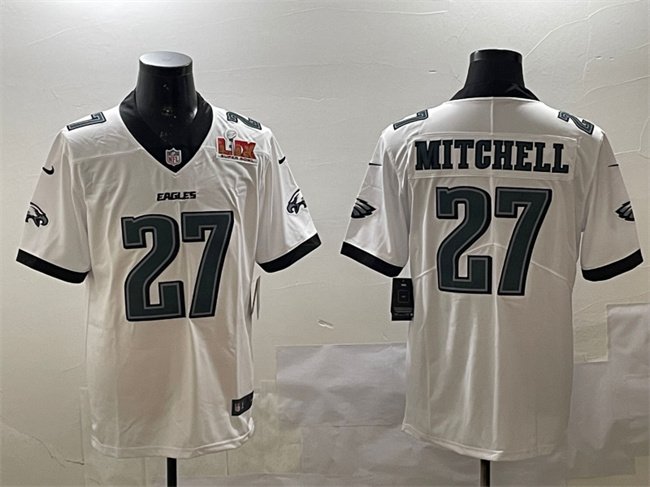 White Philadelphia Eagles #27 Quinyon Mitchell 2025 Super Bowl LIX Patch New Vapor Untouchable Limited Stitched Football Jersey - PEL244