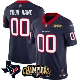 Navy Houston Texans Active Player Custom 2023 F.U.S.E. AFC South Champions Patch And Team Logo Patch Limited Stitched Football Jersey - HTJ133