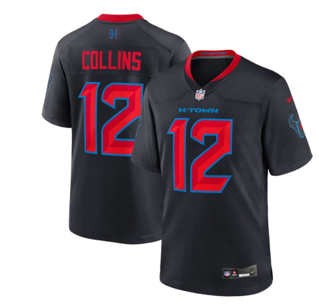 Navy Houston Texans #12 Nico Collins Gmae Jersey - HTJ22