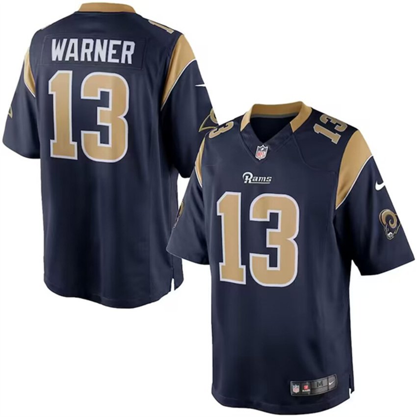 Navy Los Angeles Rams #13 Kurt Warner Limited Football Stitched Jersey - LAR437