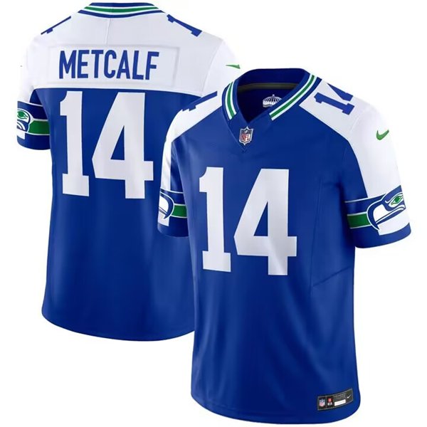 Royal Seattle Seahawks #14 D.K. Metcalf 2023 F.U.S.E. Throwback Vapor Limited Stitched Football Jersey