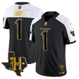 Black/Gold Houston Texans #1 Stefon Diggs 2024 Alternate F.U.S.E Vapor Stitched jersey - HTJ401