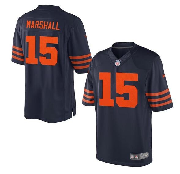 Navy Blue Chicago Bears #15 Brandon Marshall Game Stitched Football Jersey - CBJ80