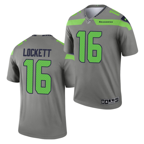 Grey Seattle Seahawks #16 Tyler Lockett Inverted Legend Stitched Jersey