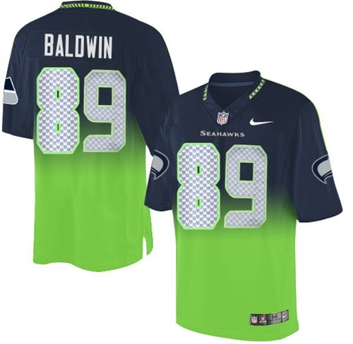 Nike Seahawks #89 Doug Baldwin Steel Blue/Green Stitched NFL Elite Fadeaway Fashion Jersey