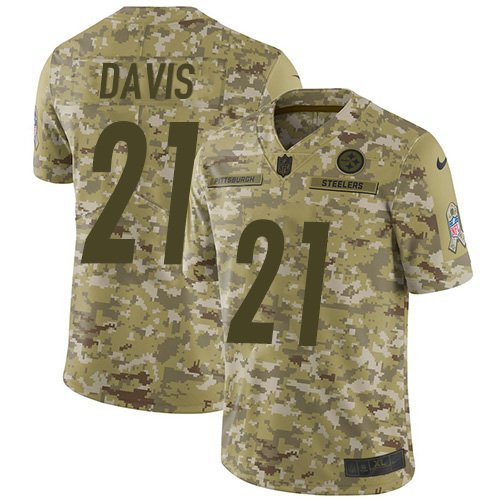 Nike Steelers #21 Sean Davis Camo Stitched NFL Limited 2018 Salute To Service Jersey - PSJ626
