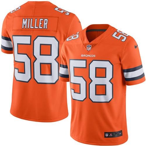 Nike Broncos #58 Von Miller Orange Stitched NFL Limited Rush Jersey