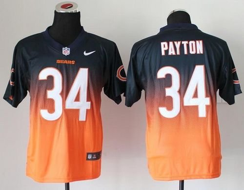 Nike Bears #34 Walter Payton Navy Blue/Orange Stitched NFL Elite Fadeaway Fashion Jersey - CBJ366