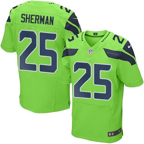 Nike Seahawks #25 Richard Sherman Green Stitched NFL Elite Rush Jersey