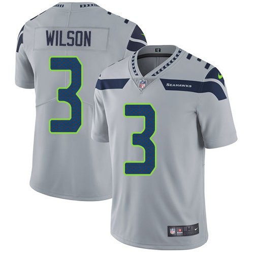 Nike Seahawks #3 Russell Wilson Grey Alternate Stitched NFL Vapor Untouchable Limited Jersey