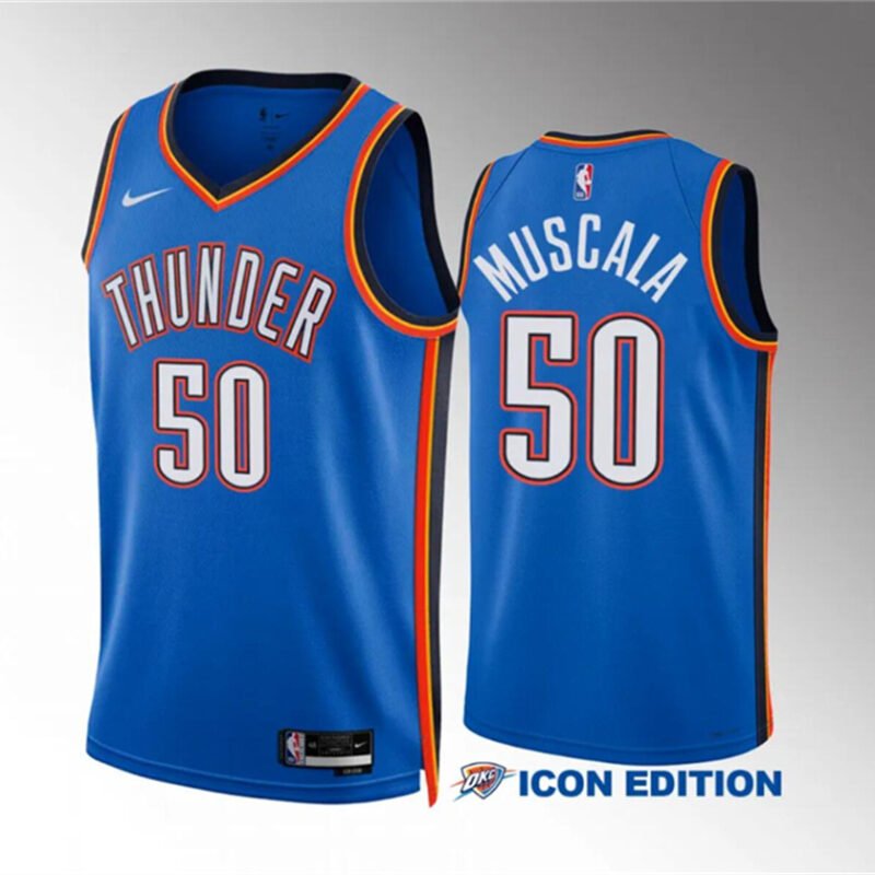 Blue Oklahoma City Thunder #50 Mike Muscala Icon Edition Stitched Basketball Jersey - OKC49
