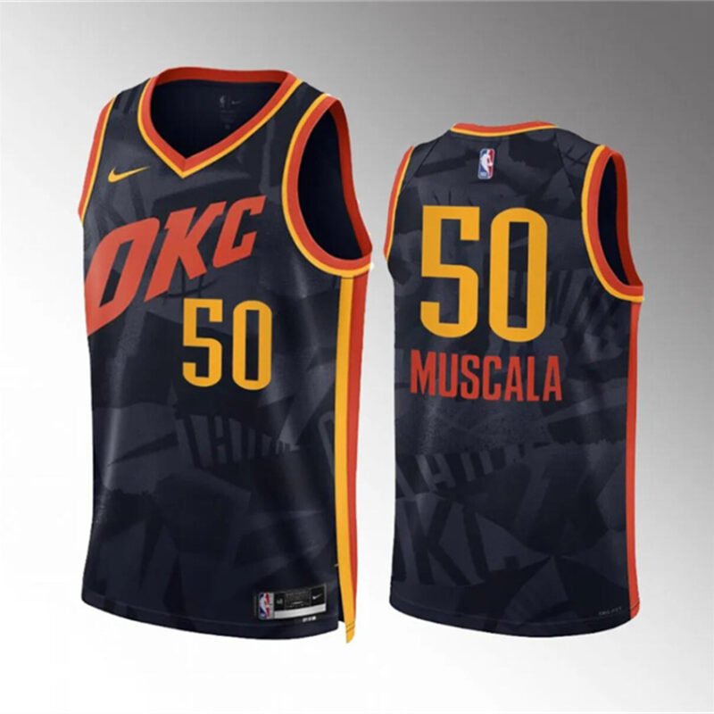 Black Oklahoma City Thunder #50 Mike Muscala 2023/24 City Edition Stitched Basketball Jersey - OKC38