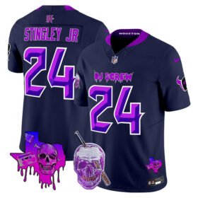 Navy Houston Texans #24 Derek Stingley Jr. F.U.S.E. DJ Screw Vapor Limited Stitched Football Jersey - HTJ184