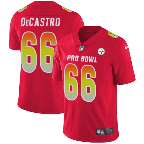 Nike Steelers #66 David DeCastro Red Stitched NFL Limited AFC 2019 Pro Bowl Jersey - PSJ397