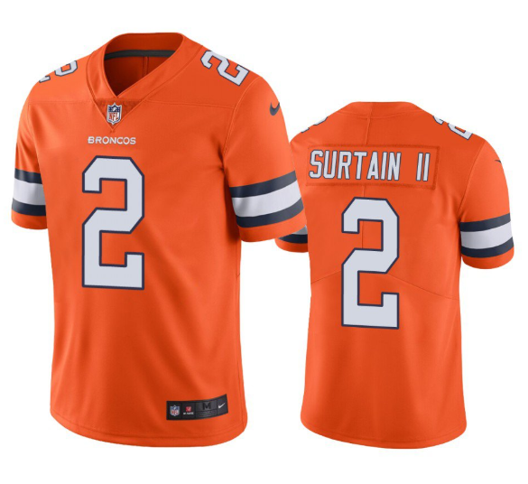 Orange Denver Broncos #2 Patrick Surtain II 2021 Color Rush Stitched Football Jersey