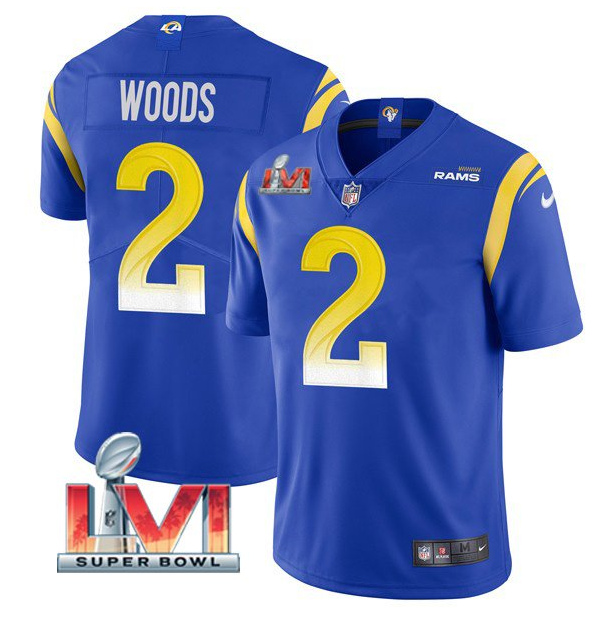 Royal Los Angeles Rams #2 Robert Woods 2022 Super Bowl LVI Vapor Limited Stitched Jersey - LAR44