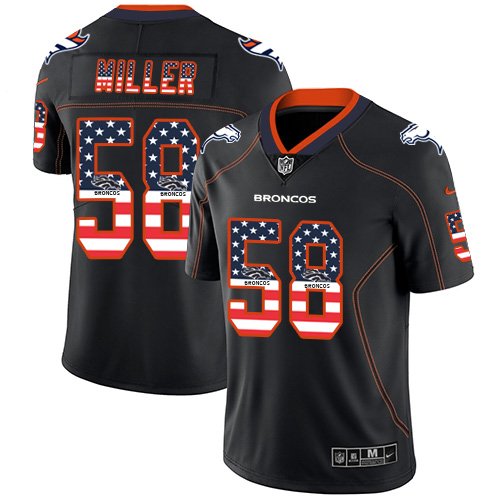 Nike Broncos #58 Von Miller Black Stitched NFL Limited Rush USA Flag Jersey