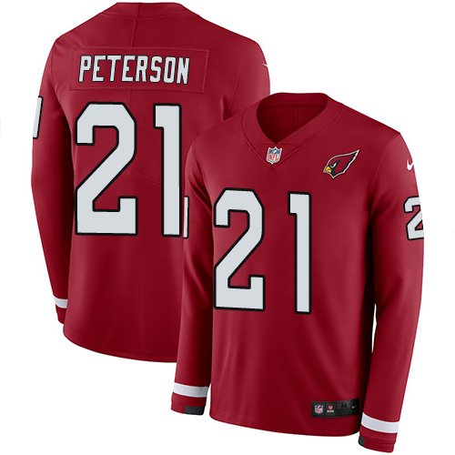 Nike Cardinals #21 Patrick Peterson Red Team Color Stitched NFL Limited Therma Long Sleeve Jersey - ACJ202