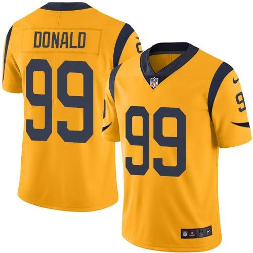 Nike Rams #99 Aaron Donald Gold Stitched NFL Limited Rush Jersey - LAR296
