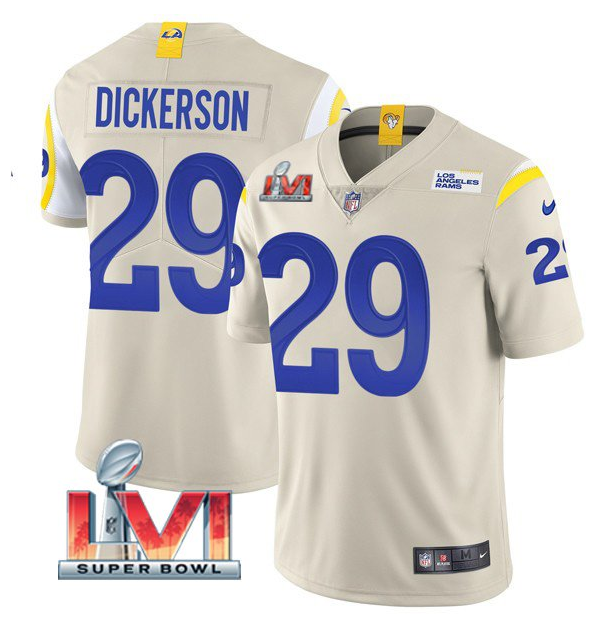 Bone Los Angeles Rams #29 Eric Dickerson 2022 Super Bowl LVI Vapor Limited Stitched Jersey - LAR498