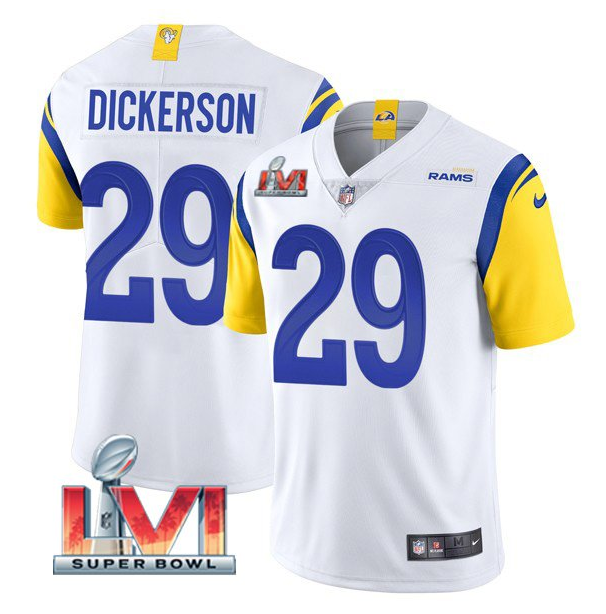 White Los Angeles Rams #29 Eric Dickerson 2022 Super Bowl LVI Vapor Limited Stitched Jersey - LAR603