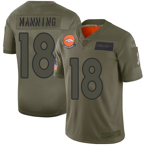 Nike Broncos #18 Peyton Manning Camo Stitched NFL Limited 2019 Salute To Service Jersey