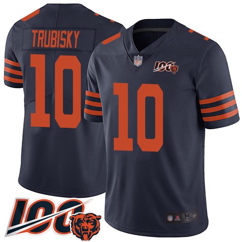 Nike Bears #10 Mitchell Trubisky Navy Blue Alternate Stitched NFL 100th Season Vapor Limited Jersey - CBJ468