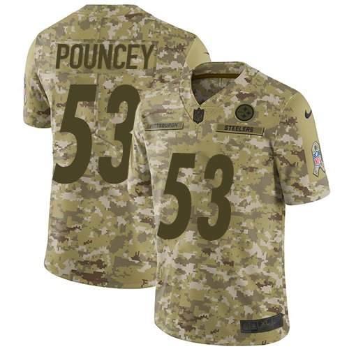 Nike Steelers #53 Maurkice Pouncey Camo Stitched NFL Limited 2018 Salute To Service Jersey - PSJ789