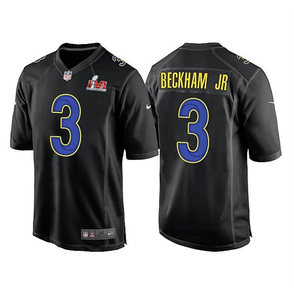 Black Los Angeles Rams #3 Odell Beckham Jr. 2022 Super Bowl LVI Game Stitched Jersey - LAR20
