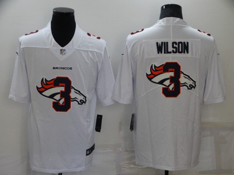 White Denver Broncos #3 Russell Wilson Shadow Logo Limited Stitched Jersey